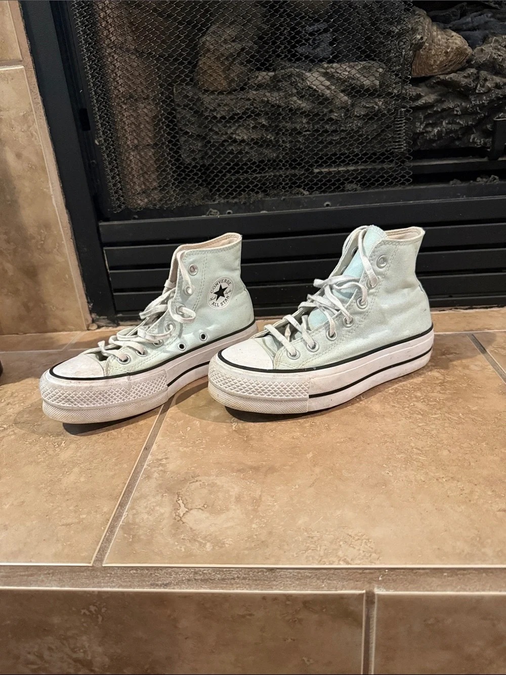 Converse High Top Sneakers in Mint Green Canvas - Picture 3 of 3